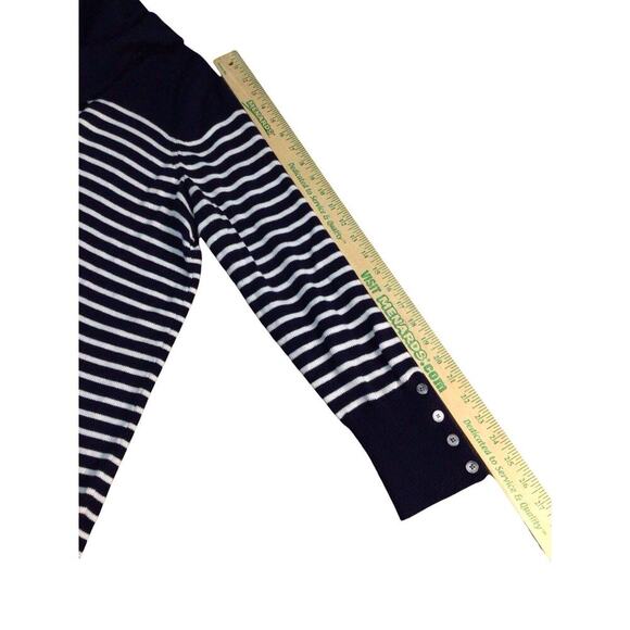 Lauren Ralph Lauren Cowl Turtleneck Sweater 1X Navy Striped Wool Blend - Picture 10 of 11